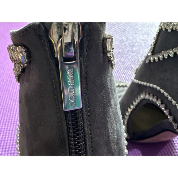 $2325 Jimmy Choo Ankle Boots NEW Sz 37.5 Crystal Embellished Pointed Toe Suede - Picture 7 of 12